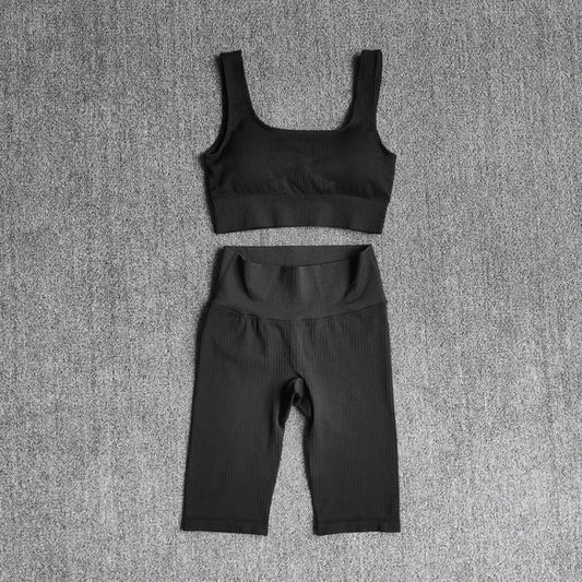 Seamless Yoga Set Sports Bra Shorts